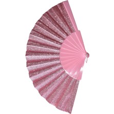 Yelpaze Dünyası Yelpaze Simli Düz Desenli Şık Serinletici