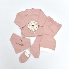 Zeynuko Bebek Koala Desenli %100 Pamuk 5'li 0-3 Ay Yenidoğan Hastane Çıkışı Zıbın Seti