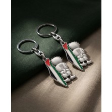 Zaytoon Filistin Renkli Harita Hanzala Figürlü Metal Anahtarlık, Unisex – 2 Adet