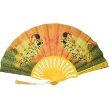 Yelpaze Dünyası Gustav Klimt-The Kiss Anı Kartı 42 cm Açık 23 cm Kapalı Şık Tasarım