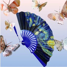 Yelpaze Dünyası Yelpaze Vincent Van Gogh'un Yıldızlı Gece Görselli