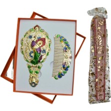 Yelpaze Dünyası Anneler Gününe Özel Nostaljik Hediyelik Ayna Tarak Yelpaze Seti