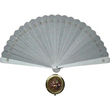 Yelpaze Dünyası Hediyelik Simli Yelpaze ve Kapaklı Taşlı Ayna Seti Gold