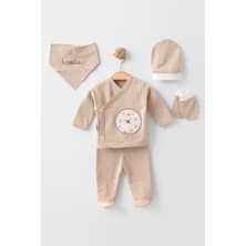 Zeynuko Bebek Koala Desenli %100 Pamuk 5'li 0-3 Ay Yenidoğan Hastane Çıkışı Zıbın Seti