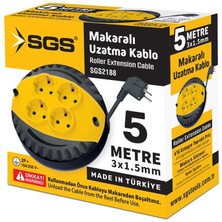 Sgs Mini Uzatma Kablosu 5 Metre 3x1 Cca – Çok Amaçlı Priz Uzatma Kablosu