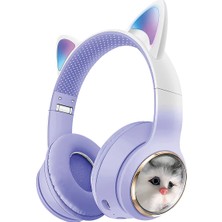 Avcı Teknoloji Market Kedi Kulaklı Bluetooth Kulaklık LED Işıklı Kablosuz Kulak Üstü Çocuk Genç Kulaklık