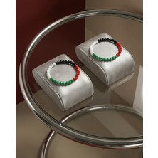 Zaytoon 2\'li Filistin Bayrak Tasarımlı Kristal Taşlarlı El Yapımı Bileklik A300054-02