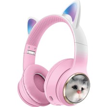 Avcı Teknoloji Market Kedi Kulaklı Bluetooth Kulaklık LED Işıklı Kablosuz Kulak Üstü Çocuk Genç Kulaklık