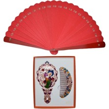 Yelpaze Dünyası Anneler Gününe Özel Nostaljik Hediyelik Ayna Tarak Yelpaze Seti