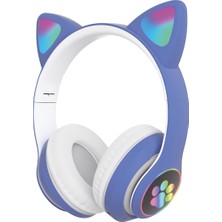 Avcı Teknoloji Market Bluetooth 5.0 Kedi Kulaklı Kablosuz Kulak Üstü Kulaklık Rgb Işıklı Mikrofonlu