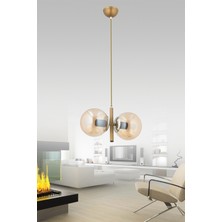 Allians Şık Çakra 2'li Bal Camlı Eskitme Sarkıt Modern Avize