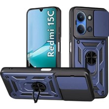 HANPORIUM Redmi 15C Uyumlu Tank Kılıf - Yüzüklü Standlı Extra Darbe Koruma Zırhlı Outdoor Kapak - Lacivert
