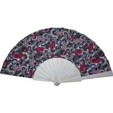 Yelpaze Dünyası Yelpaze Kurukafa ve Gül Desenli