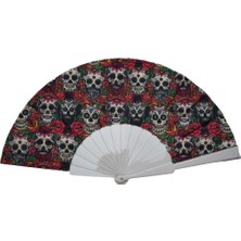 Yelpaze Dünyası Yelpaze Kurukafa ve Gül Desenli