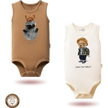 Mahfel %100 Pamuklu Atlet Organik Baskılı Çıtçıtlı Bebek Body Zıbın 829-31