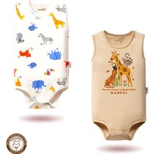 Mahfel %100 Pamuklu Atlet Organik Baskılı Çıtçıtlı Bebek Body Zıbın 414