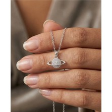 925 Ayar Gümüş Zarif Satürn Kolye