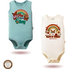 Mahfel %100 Pamuklu Atlet Organik Baskılı Çıtçıtlı Bebek Body Zıbın 892-891
