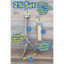 Vixpet Venty 2'li Doğal Dal Tünek + Pedikür Kumlu Tünek Seti| Sultan, Monk, Lori, Senegal, Konur, Sevda - M644