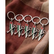 Zaytoon Filistin Renkli Harita Dönüş Anahtarı Figürlü Metal Anahtarlık, Unisex – 5 Adet