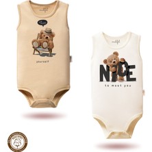 Mahfel %100 Pamuklu Atlet Organik Baskılı Çıtçıtlı Bebek Body Zıbın 24-40