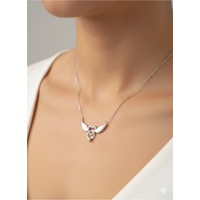 Tektaş Kalp Melek Kanadı Kolye 925 Ayar Gümüş