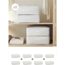 Home Wave 8'li Büyük Boy Gri Pötikare Baza Altı Hurç Set 62 x 46 x 22 cm