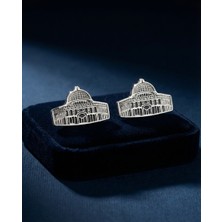 Zaytoon 2\'lu Kubbet-Üs-Sahra\'nın Simgesi Gümüş Tasarımlı Metal Yaka Rozeti A300004-02