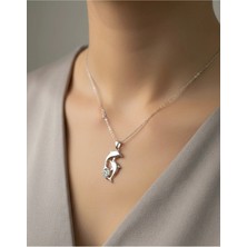 Çift Yunus Balığı Taşlı Kolye