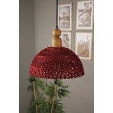 Allians Bohem Recycle Iplik Jüt Vişne Çürüğü Ahşap Boncuk Sarkan Avize