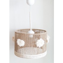 Allians Hasır Ip Sargılı Ponpon ve Şerit Detaylı Salon Genç Odası Avizesi