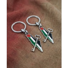 Zaytoon Filistin Renkli Harita Dönüş Anahtarı Figürlü Metal Anahtarlık, Unisex – 2 Adet