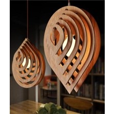 Allians Modern Tasarım Doğal Ahşap Mdf 3D Lazer Kesim Rustik Salon Avize