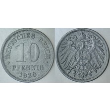 Banknoting Almanya 10 Pfennig 1920 Çinko.