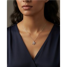 Lotus Kolye Beyaz Taşlı 925 Ayar Gümüş