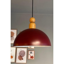 Allians Vişne Çürüğü Ahşap Boncuklu Sarkıt Avize, Salon ve Dekorasyon Işığı