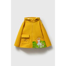 Maya And Luca Alice In Wonderland Baskılı Kauçuk Su Geçirmez Su Itici Pamuk Astarlı Kız Çocuk Yağmurluk Sarı
