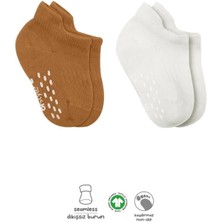 Epilons Mey Ithalat® 2'li Sneakers Kaymaz Colours Penye Çorap 20104 Ekru Hardal