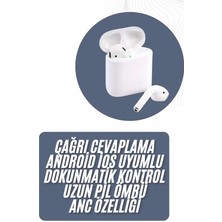 Epilons Mey Ithalat® 2025 Model Çağrı Cevaplayabilen Bluetooth Kulaklık Beyaz Dokunmatik