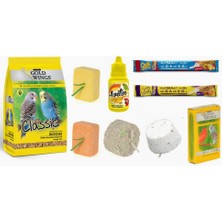 Braventa Collection Kuş Ihtiyaç Seti (Muhabbet Yemi, Ballı ve Meyveli Kraker,gaga Taşı,portakallı ve Muzlu Enerji Blok,