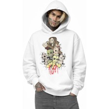 Fuddy Moda Unisex Rock Band Korn Baskılı Kapüşonlu Sweatshirt, Oversize Rock Müzik Temalı Hoodie
