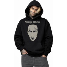 Fuddy Moda Unisex Marilyn Manson Baskılı Kapüşonlu Sweatshirt, Oversize Rock Band Temalı Hoodie