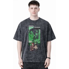 Sevbano Eren Yeager Attack On Titan Anime Baskılı Unisex Oversize Eskitme Yıkamalı Tişört