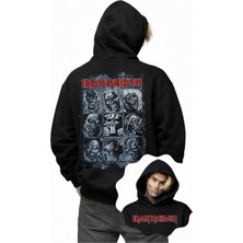 Fuddy Moda Unisex Oversize Iron Maiden Sırt Baskılı Kapüşonlu Sweatshirt
