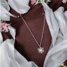 Rafiel Mistik Işıltılı Kalp Kolye Aytaşı Görünümlü Taş & Zirkon Detaylı