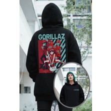 Fuddy Moda Unisex Oversize Gorillaz Sırt Baskılı Kapüşonlu Sweatshirt