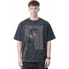 Sevbano Tasarım Eren Yeager Attack On Titan Anime Baskılı Unisex Oversize Eskitme Yıkamalı Tişört