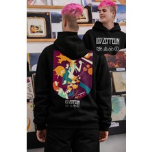 Fuddy Moda Unisex LED Zeppelin Sırt Baskılı Kapüşonlu Sweatshirt, Oversize Rock Band Temalı Hoodie