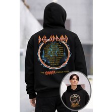 Fuddy Moda Unisex Oversize Def Leppard The Summer Stadium Tour Sırt Baskılı Kapüşonlu Sweatshirt