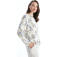 Lc Waikiki Yeni Sezon Kaçık Yaka Desenli Kadın Bluz